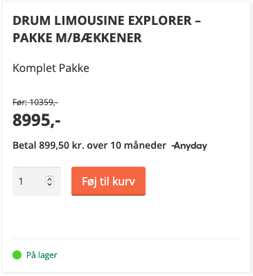 Finansiering af trommer og tilbehør